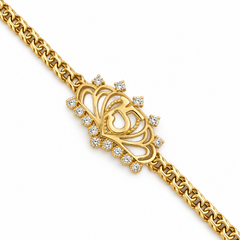 10KT Gold 4MM Chino Monaco Quinceanera Bracelet Crown 7.25IN