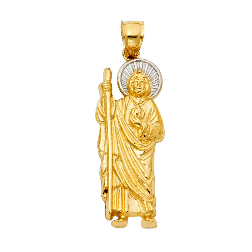 10KT Gold St. Jude San Judas Pendant 25MM + Bail