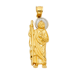 10KT Gold St. Jude San Judas Pendant 25MM + Bail