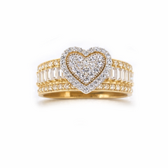 10KT Gold 10MM Heart Ring with CZ Size 8