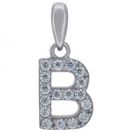 925 Sterling Silver Cubic-Zirconia Initial B Charm Pendant