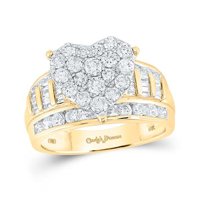 10K YELLOW GOLD ROUND DIAMOND HEART BRIDAL ENGAGEMENT RING 2 CTTW