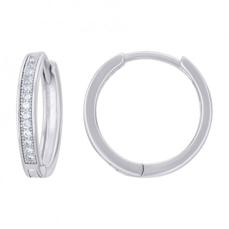925 Sterling Silver Womens Cubic-Zirconia Single Row Endless Hoop Earr