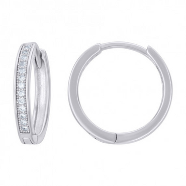 925 Sterling Silver Womens Cubic-Zirconia Single Row Endless Hoop Earr