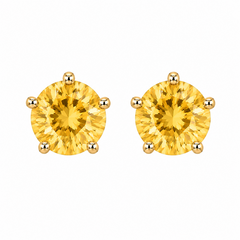 10KT Gold 5MM Yellow Topaz CZ November Birthstone Stud Earrings with Screwback Ball