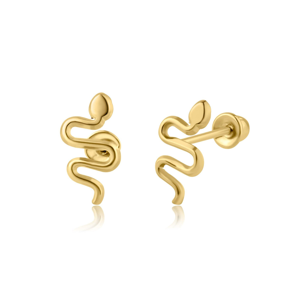 10KT Yellow Gold SNAKE Stud Earrings