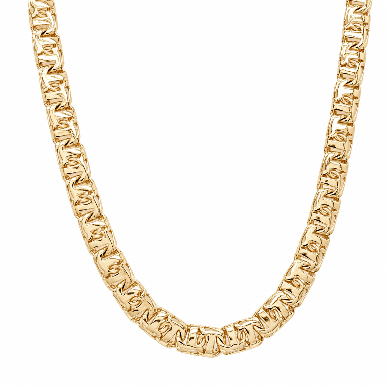 10KT Gold 6MM Chino Bar Chain with Greek Border 20 Inches (Free Engrav