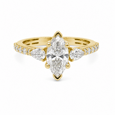 14K Yellow Gold 1.5CTTW Certified Lab-Grown Marquise Diamond Three-Sto