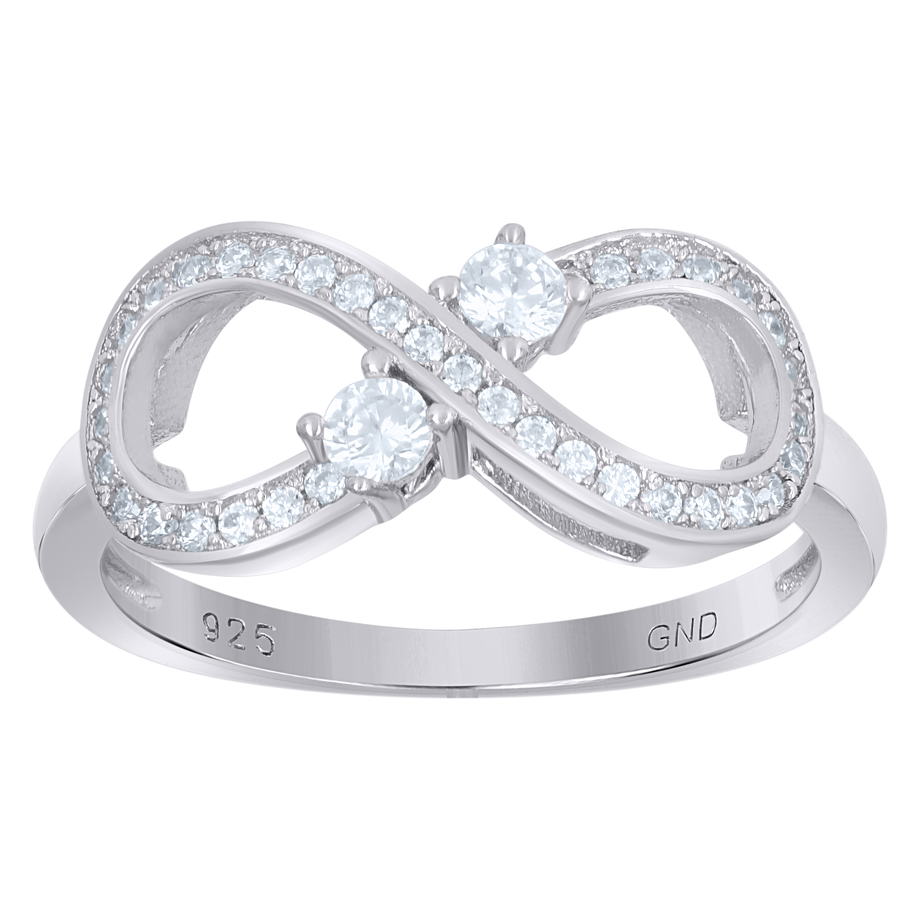 925 Sterling Silver Womens Cubic Zirconia Infinity Fashion Ring Size 7