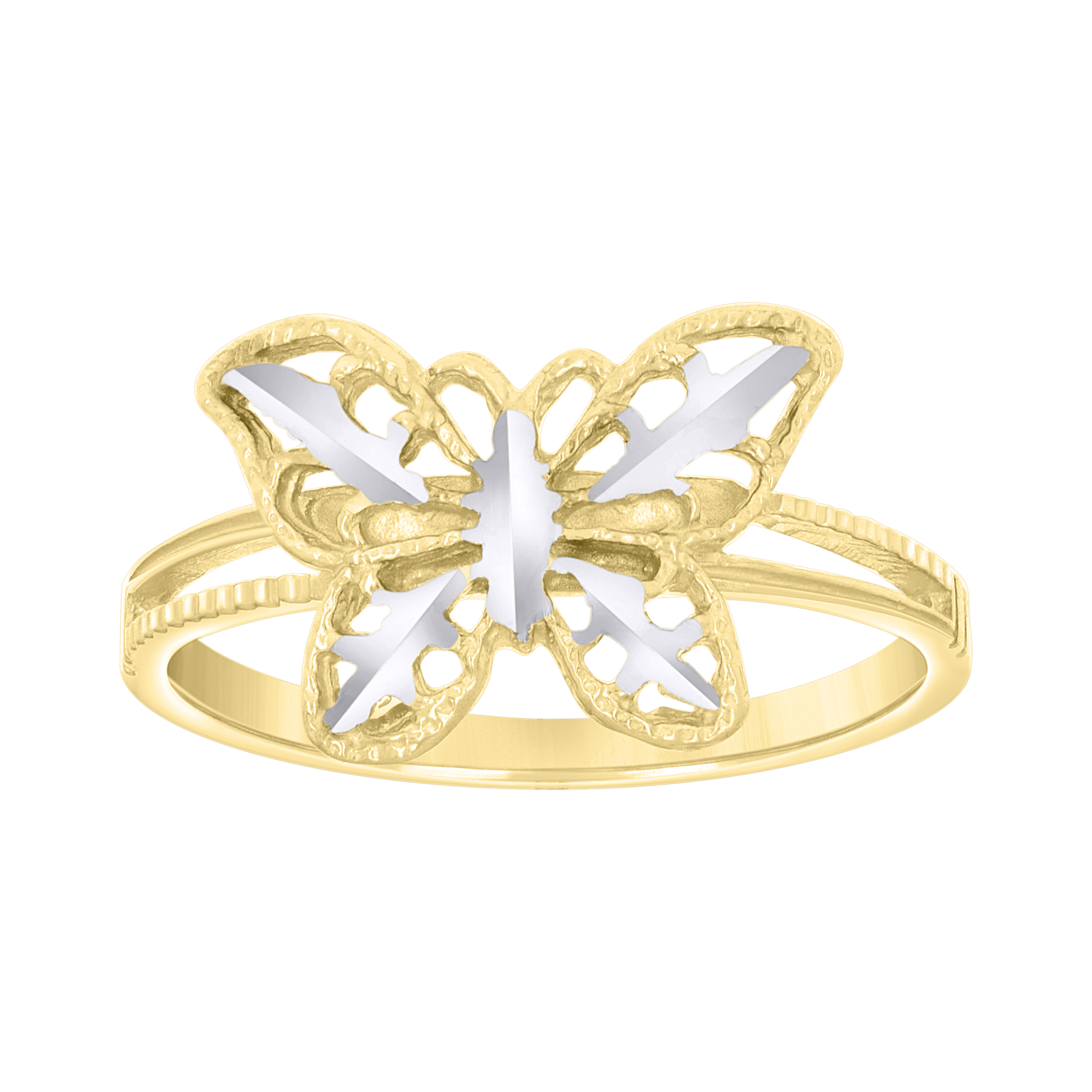 10kt Two-tone Gold Womens Butterfly Fashion Ring