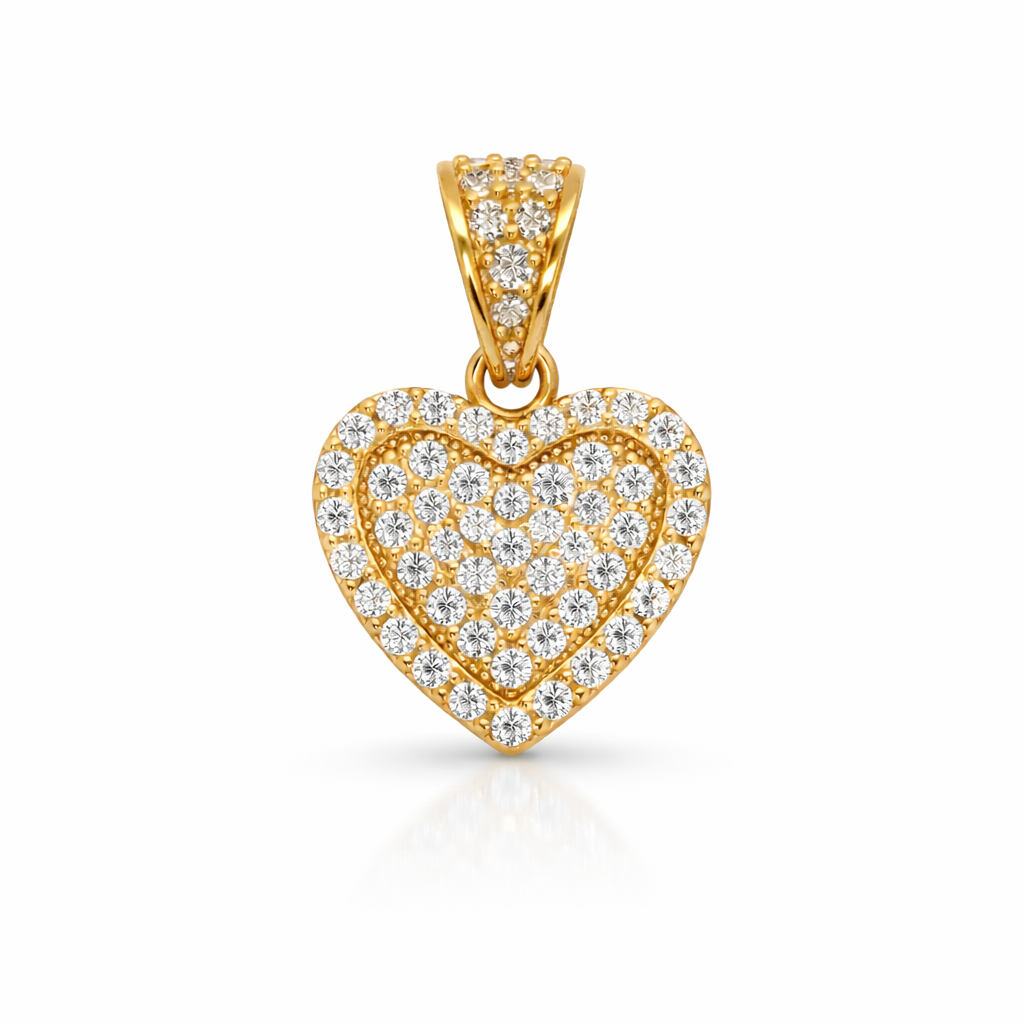 10KT Gold 12MM Heart Pendant with CZ