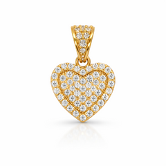 10KT Gold 12MM Heart Pendant with CZ