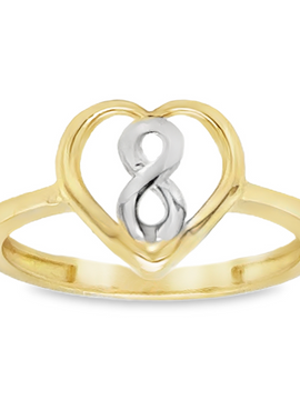 10KT Yellow Gold Womens Heart with Inifnity Ring
