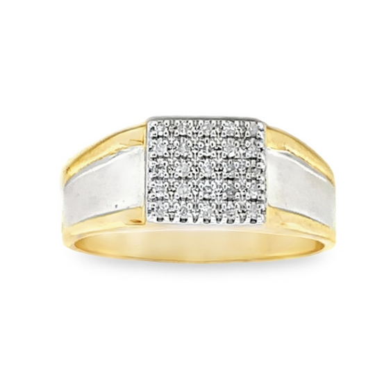 10KT GOLD SQUARE MEN 1/8CT DIAMOND RING