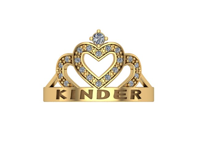 10KT Yellow Gold Kinder Crown Ring CZ Stones Size 5