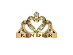 10KT Yellow Gold Kinder Crown Ring CZ Stones Size 5