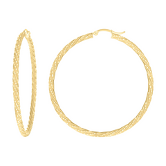 10Kt Yellow Gold Womens Diamond-cut Spotted Patterned Fancy Hoop Earri