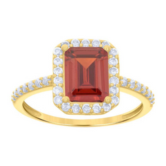 10kt Yellow Gold Womens Red White Emerald-Cut Round Cubic-Zirconia Wedding Trio Set