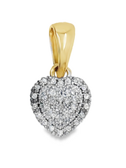 10K YELLOW GOLD ROUND DIAMOND HEART PENDANT 0.15 CTTW