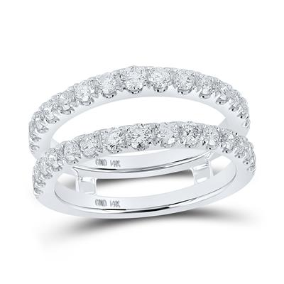 14k White Gold Round Diamond Wrap Ring Guard Enhancer 1 Cttw