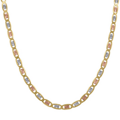 10KT Gold Tricolor 2.5mm Valentino Chain 18