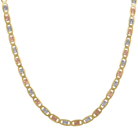 10KT Gold Tricolor 2.5mm Valentino Chain 18"
