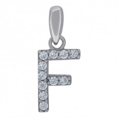 925 Sterling Silver Cubic-Zirconia Initial F Charm Pendant