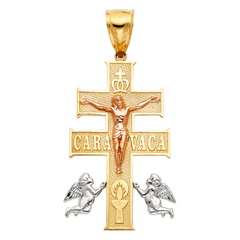 10KT Gold Cross Caravaca Pendant 1.5IN + Bail