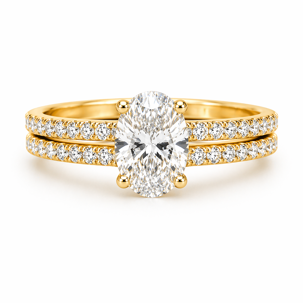 1.44CTTW Certified Lab-Created Oval Diamond Engagement Ring and Weddin