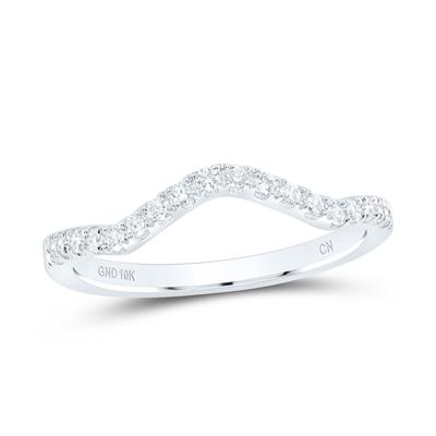 10k White Gold Round Diamond Wedding Curved Enhancer Band 1/5 Cttw