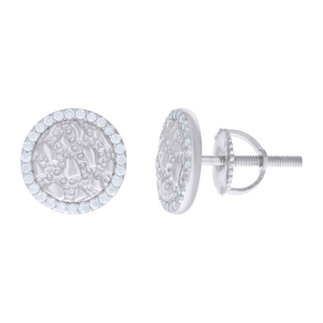 925 Sterling Silver Womens Cubic-Zirconia Nugget Round Stud Earrings