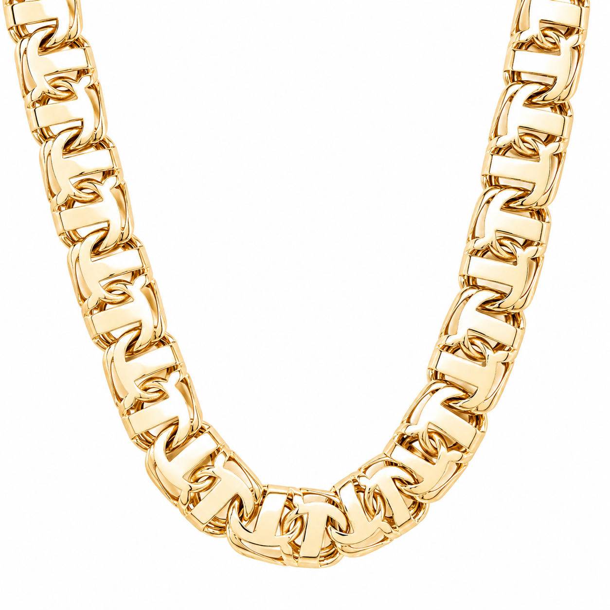 10KT Gold 10MM Chino Bar Chain with Greek Border 22 Inches (Free Engra