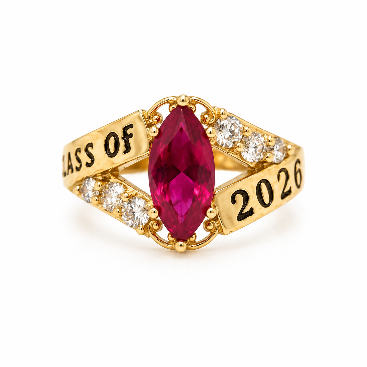 10KT Gold Class of 2026 Class Ring with Marquise Stone