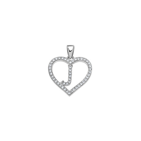 925 Sterling Silver Womens Cubic Zirconia Initial Letter J Heart Charm
