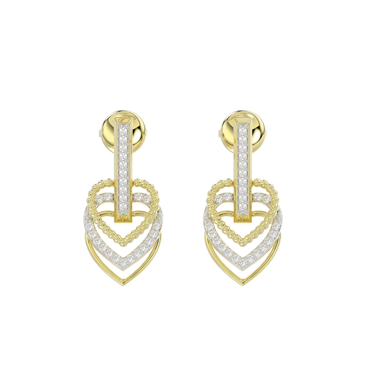 LADIES EARRINGS 0.25CT ROUND DIAMOND 14K YELLOW GOLD