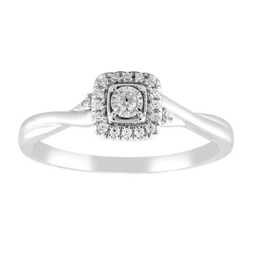 ENGAGEMENT RING 0.10CT ROUND DIAMOND 10K WHITE GOLD
