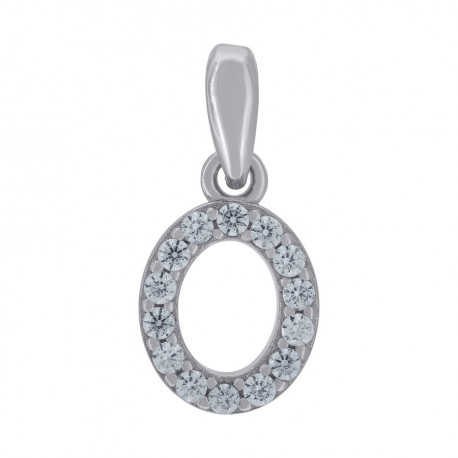 925 Sterling Silver Cubic-Zirconia Initial O Charm Pendant