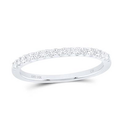 14k White Gold Round Diamond Wedding Single Row Band 1/6 Cttw