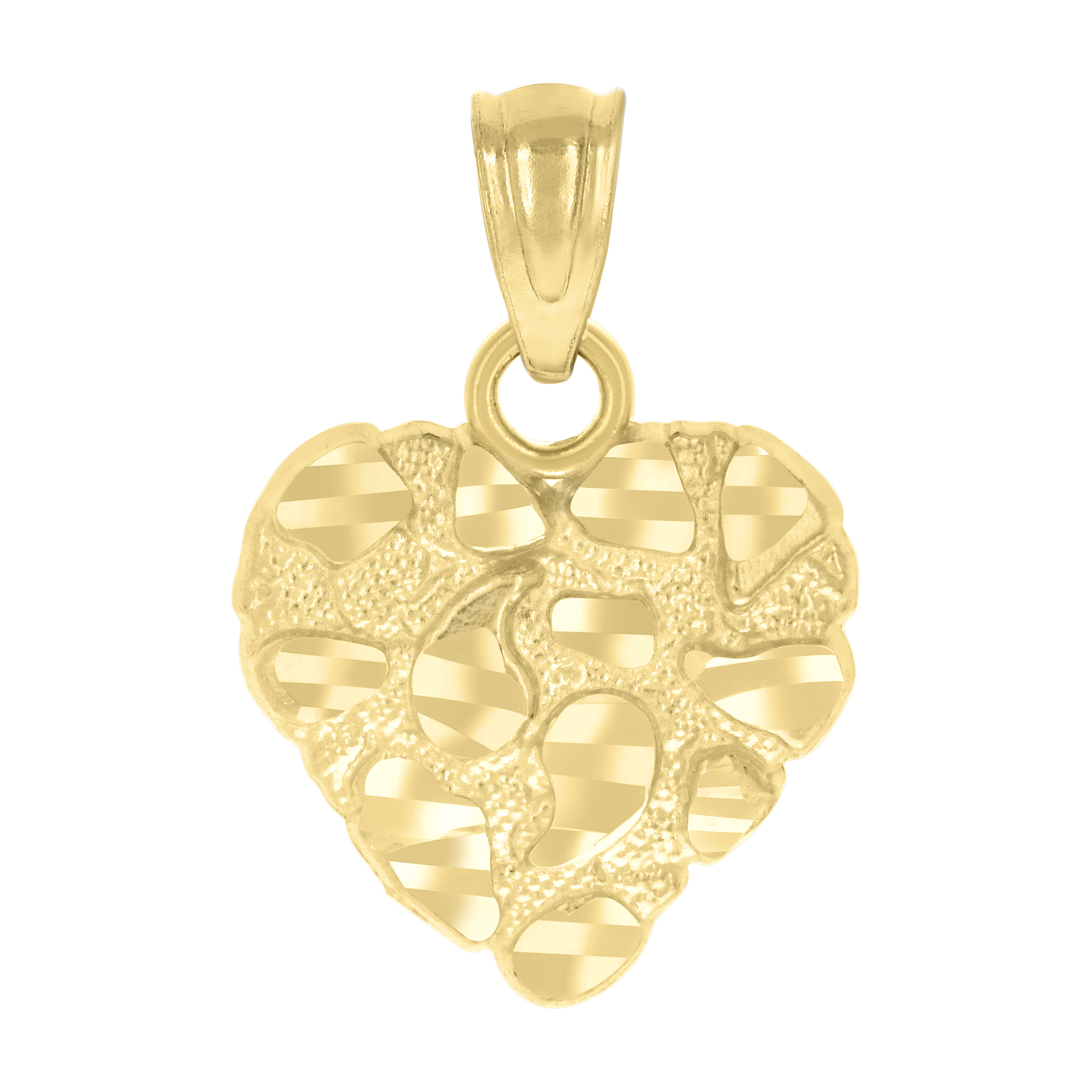 10kt Yellow Gold Womens Nugget Heart Charm Pendant