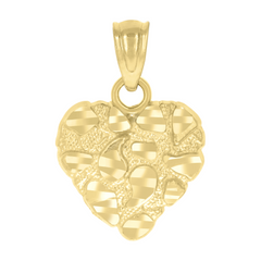 10kt Yellow Gold Womens Nugget Heart Charm Pendant