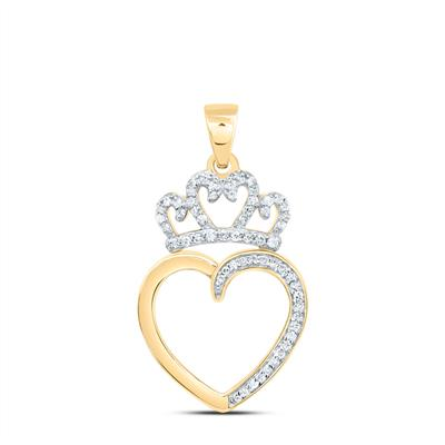 10KT GOLD CROWN HEART 0.20CT PENDANT