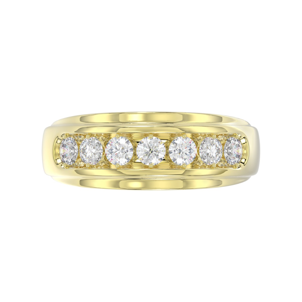 14K YELLOW GOLD 1.00CT ROUND DIAMOND MEN'S RING