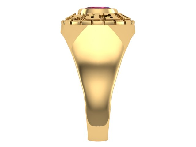 10KT Yellow Gold Kinder Mighty Plain Graduation Ring Red Stone Size 5