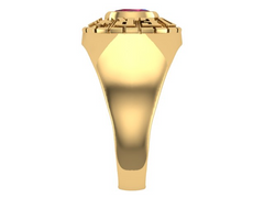 10KT Yellow Gold Kinder Mighty Plain Graduation Ring Red Stone Size 5