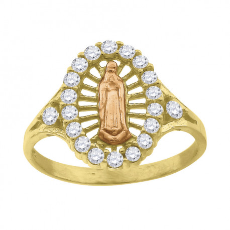 10kt Tri-Color Gold Womens Virgin Mary Virgen de Guadalupe Ring
