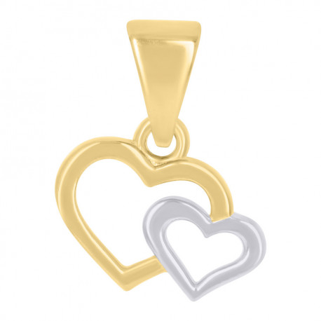 10kt Two-Tone Gold Womens Double Heart Pendant