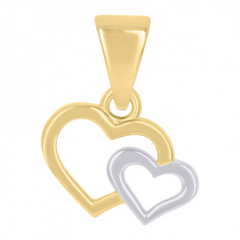 10kt Two-Tone Gold Womens Double Heart Pendant