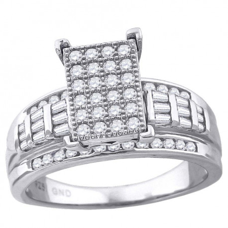 925 Sterling Silver Womens Baguette Cubic-Zirconia Ring Size 6