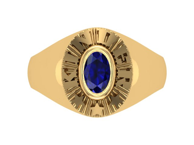 10KT Yellow Gold Kinder Spirit Plain Graduation Ring Blue Stone Size 5