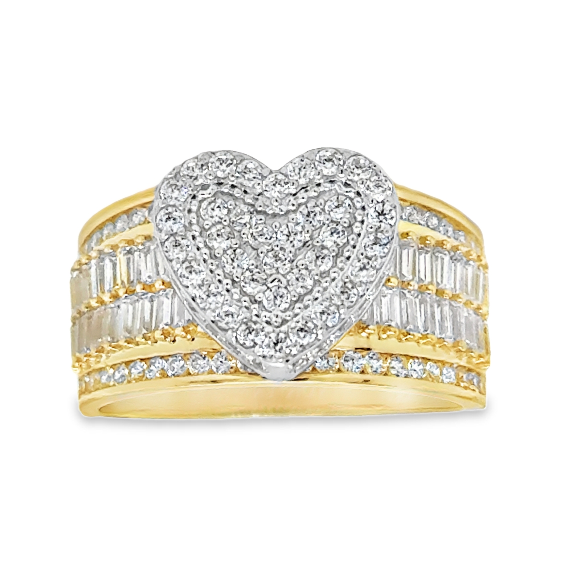 10KT Gold 11MM Heart Ring with CZ Size 8